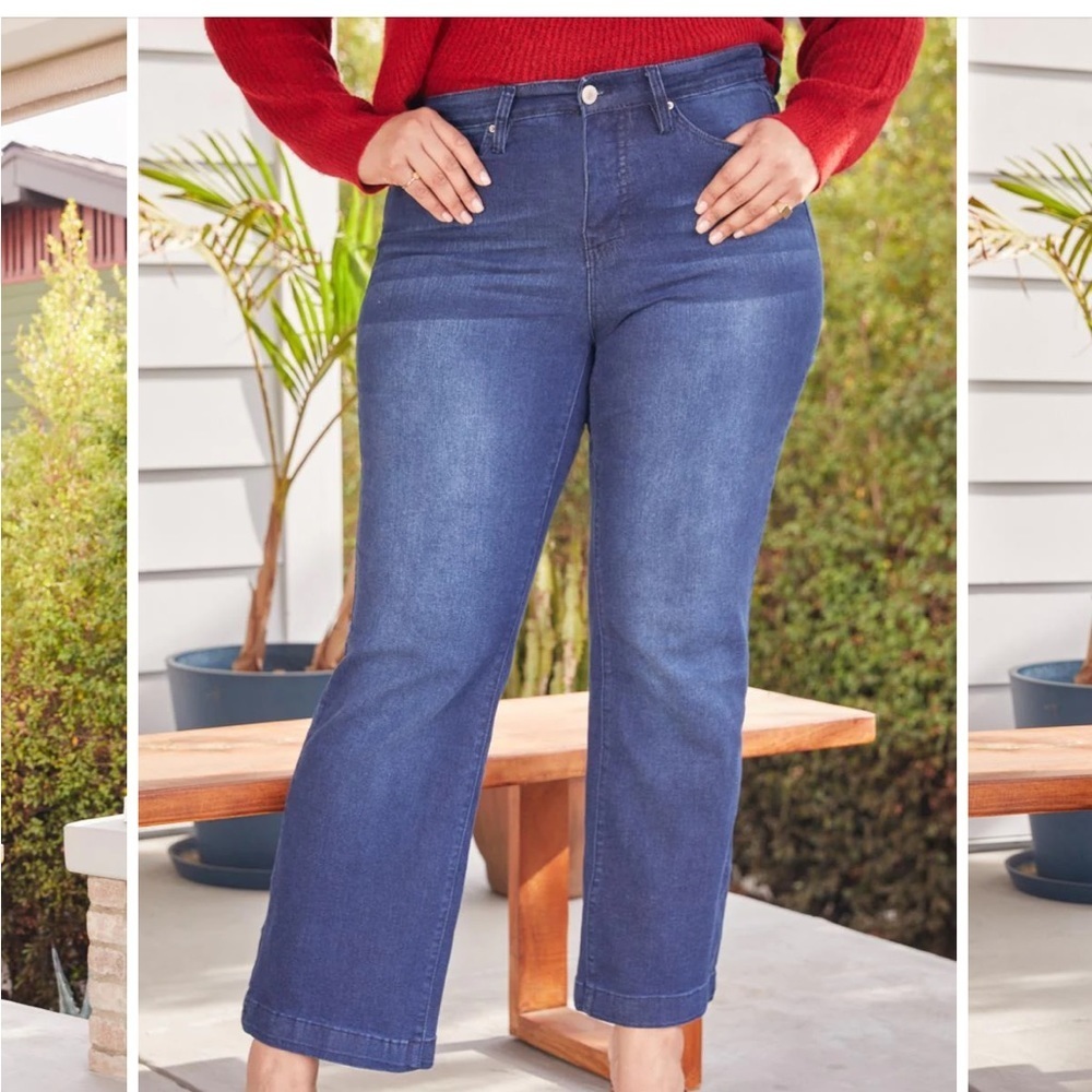 Royalty for Me High Rise Wide‎ Leg Tummy Tuck Jeans size 14W New w tags